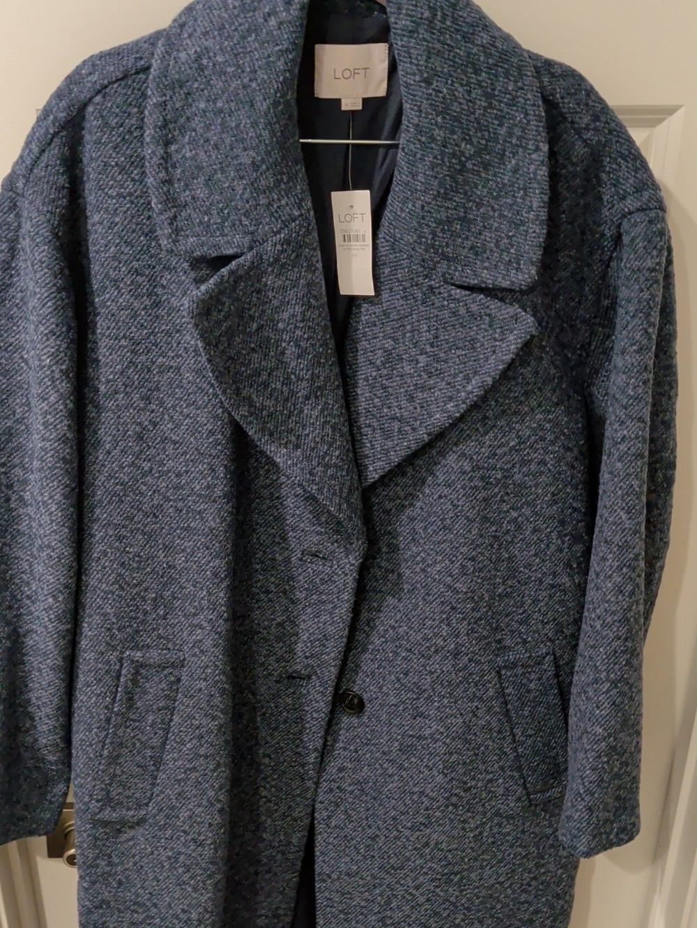 LOFT Blue Tweed Shawl-Collar Pea Coat